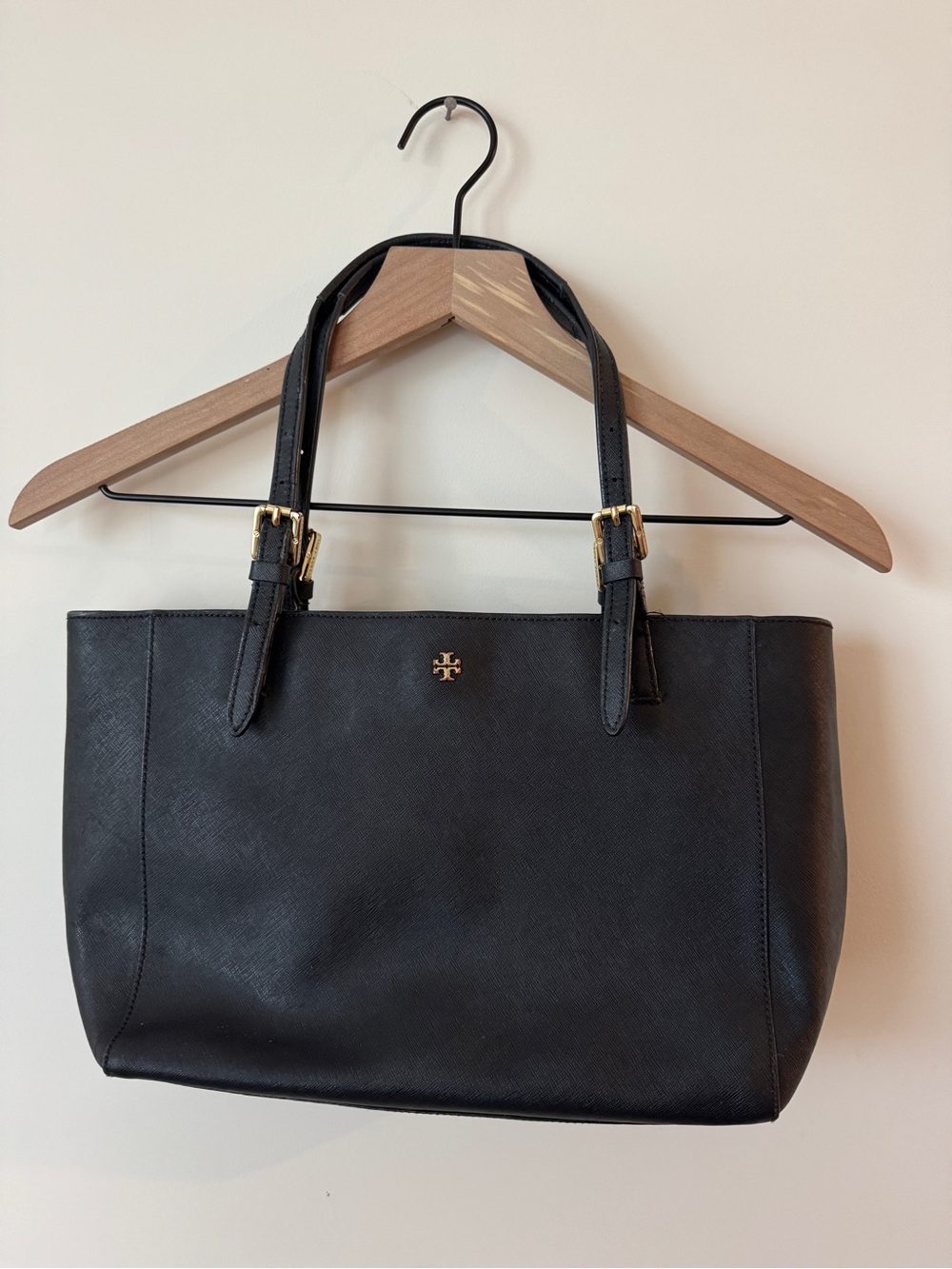 Tory Burch Black Robinson Small Leather Tote Bag Purse